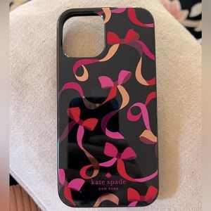 Kate Spade New York Ribbon Bow Print Black Pink iPhone 12/12 Pro Case
